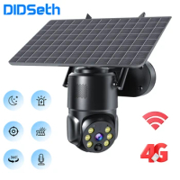 DIDseth 4K 4G Black Light PTZ Solar Camera 4G-SIM Card Battery WiFi Surveillance Security Protection Outdoor CCTV Cam