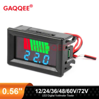 Car Battery Charge Level Indicator 12V 24V 36V 48V 60V 72V Lithium Battery Capacity Meter Test Display LED Tester Voltmeter