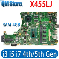 X455LJ Mainboard For ASUS X455LF X455L X455LD A455L F454L X455LA Laptop Motherboard I3 I5 I7 CPU PM/UMA RAM-4GB