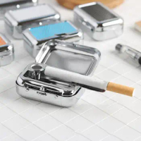 Ashtray With Lockable Lid Cigarette Ashtray Tobacco Cigarette Ash Box Pocket Mini Smoke Holder Smoking Cigarette Ash Case Box