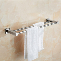 304不銹鋼浴巾架浴室掛件60公分單層雙桿亮光毛巾架衛生間置物架