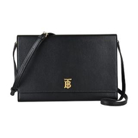 【BURBERRY 巴寶莉】BURBERRY PAXTON金字TB LOGO牛皮釦式三層斜背包(黑)