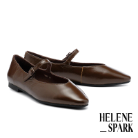 【HELENE_SPARK】簡約Classic H極柔牛皮芭蕾低跟鞋(棕)
