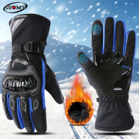 SUOMY Waterproof Motorcycle Gloves Protective Moto Gear Warm Winter Touch Screen Motorbike Riding Guantes