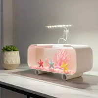 Aquarium Cupang Akrilik dengan Ornamen hias Karang besar, karang kecil, bintang laut, batu warna war