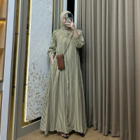 Mayza Dress Salur Rayon Tangan Kerut/Dress Rayon/Dress Rayon Murah/Dress Jumbo