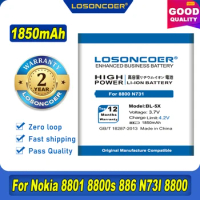 100% Original LOSONCOER 1850mAh BL-5X Battery For Nokia 8800 N73I 8800s 8801 886