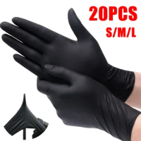 20/100Pack Disposable Nitrile Gloves Black Latex Free Tattoo Cleaning Protective Glove For Work Kitchen Cooking Tools
