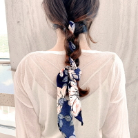 韓國花朵百搭小方巾發帶女綁發絲巾發圈女多功能領巾頭繩網紅領帶