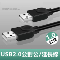 【LineQ】USB2.0公對公銅芯傳輸線對拷線延長線-1m