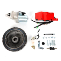 FITS HONDA GX390 13HP GX340 11HP Electric Start Motor Ignition Kit Flywheel Starter Key Switch Coil