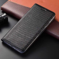 Luxury Nature Genuine Leather Case For OPPO F21 F19s F17 F15 F7 F11 F9 Pro Plus Lizard Grain Flip Wallet Cover