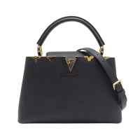 【二手名牌BRAND OFF】LOUIS VUITTON LV 路易威登 黑色 Taurillon牛皮 Capucines MM 兩用包 M54663