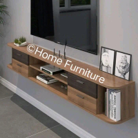Home Furniture Meja TV Minimalis 210x30x35 Gantung Tanpa Kaki Bahan Multipleks Finishing Tacosheet D