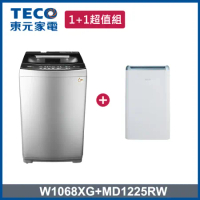 (送筋膜槍【TECO 東元】 10kg 變頻直立式洗衣機+ 6L 一級能效除濕機(W1068XS + MD1225RW)