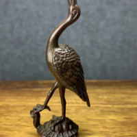 Seiko old copper crane small pure copper turtle crane age indoor incense tea pet home