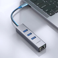 LENTION USB C Hub Ethernet Adapter USB 3.0 Ports RJ45 Network Connector for 2023-2016 MacBook Pro/Air/iPad Pro USB C Hub Adapter