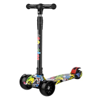 Children Scooter 3 Wheel Scooter with Flash Wheels Kick Scooter for 3-12 Year Kids Adjustable Height Foldable Children Scooter