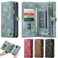 For Apple iPhone 12 Pro Max / iPhone 12 Mini CaseMe Magnetic Detachable Cover Wallet Leather Case Zipper Bag Card Pockets