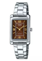 CASIO Casio LTP-1234DD-5A - Jam Tangan Analog Wanita - Silver Stainless Case Brown Dial