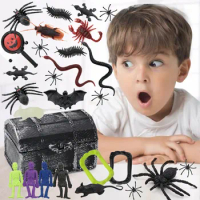 Horror Halloween Props Tricks Simulation Centipede Model Fake Insect Bug Toy Kids Favors Box