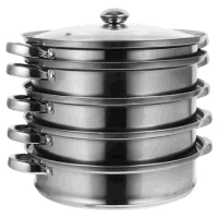 5- 5-tier Steam Steamer For Cooking pans Tier 5-tier Steam Steamer For Cooking Steamer Vegetable 5-tier Steam Steamer For