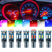 10pcs 12V T5 Car LED Bulb W3W W1.2W Auto Lamp Car Dashboard Instrument Light Bulb Dashboard Gauge Lamp Indicator Seven Colors