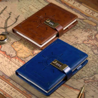 B6 Notebook with Lock European Journal Vintage Diary Notepad Line Blank Agenda Planner Organizer Retro Note Book Travel Handbook