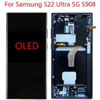 OLED For Samsung S22 Ultra 5G LCD S908B Screen Display Frame Touch Panel Digitizer For Samsung S22 Ultra 5G LCD