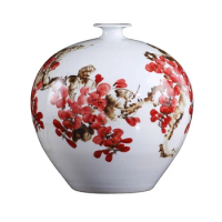 Jingdezhen hand painted Ceramic Vase Decoration expert ziqidonglai vase flower arrangement modern Chinese living room decoration