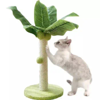 Cat Scraper Cat Scratching Post Pet Furniture Cat Tree Post Sisal Cat Scratch Post Green Leaves Cat Scratching Board