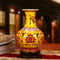 Jingdezhen ceramic vase Crystal Glaze Flowers Huang Fupan Flower Vase Chinese Style Ornaments small vase home decorative