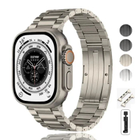 Luxury Titanium Watch Band For Apple Watch Ultra 2 49mm Link Bracelet For iWatch Series 8 7 45mm 6 5 4 se 44 42mm Men Metal Band
