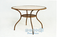 ╭☆雪之屋小舖☆╯米蘭編藤鐵製玻璃圓桌/戶外休閒桌椅 S46A20