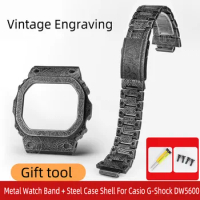 Metal Watch Band + Steel Case Shell For Casio G-Shock DW5600 DW-5610 Bezel Frame GW-M5610 GWM5600 DW5600E Watch