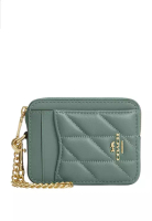 COACH Zip Card Case With Quilting - Sage Turquoise