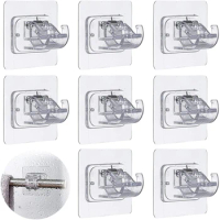 Curtain Rod Bracket No Drilling, Adhesive Curtain Rod Holder Hooks, No Drill Curtain Rod Brackets Hanger Clamp For Home