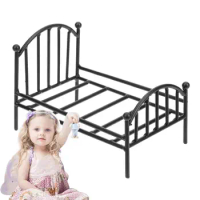 Doll House Bed Model Vintage Metal Bed Decor For Doll House Single-Bed Design Doll House Furniture For Kid's Room Bedroom And