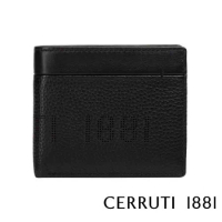 【Cerruti 1881】限量2折 義大利頂級小牛皮4卡零錢袋皮夾 全新專櫃展示品(黑色 CEPU05546M)