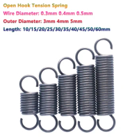 10pcs Wire Diameter 0.3mm 0.4mm 0.5mm Open Hook Tension Spring Pullback Spring Coil Extension Spring Draught Spring OD 3 4 5mm