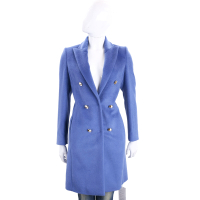 GENNY 藍色金釦裝飾馬海毛羊毛大衣(48%WOOL)