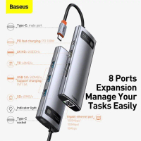 Hub chuyển đa năng Baseus Metal Gleam Series Multifunctional Docking Station cho Macbook/ Laptop/ Sm