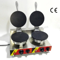 Electric Commercial Pancake Waffle Baker Maker Ice Cream Cone Machine Double Heads 2000W Nonstick Cooking Surface