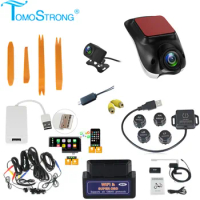 Tomostrong Optional Funtion Accessories Car Player Tools DVR Carplay DAB+ TPMS OBD Rear View Camera LED AV Output HDMI 4G 360