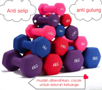 DUMBELL BARBEL 5kg Vinyl isi 1 pcs cewek & cowok gym Neoprene barbel mini
