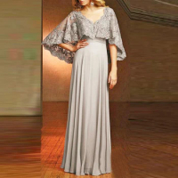 Chiffon A-Line Mother Of the Bride Dress Lace Appliques Floor Length Gown For Wedding Party Latest Floor Length Gown