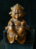 小葉黃楊木雕擺飾~財神爺，高11直徑7厘米，重77克，保真小