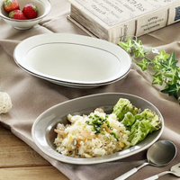 日本製 炭邊系列白色橢圓餐盤 餐盤 咖哩盤 沙拉盤 燴飯 西式料理 質感餐具 廚房用品 日本製