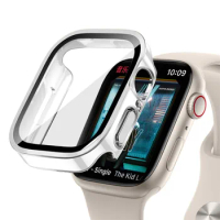 Hard Case for Apple Watch 45mm 44mm 41mm 40mm Built-in Tempered Glass Screen Protector PC Cover for iWatch Series 7/SE 6 5 4