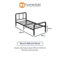 Homedoki CLALITEBED Series / Kai Ranjang Besi Industrial Minimalis / Divan Ranjang Besi Rangka 160x2